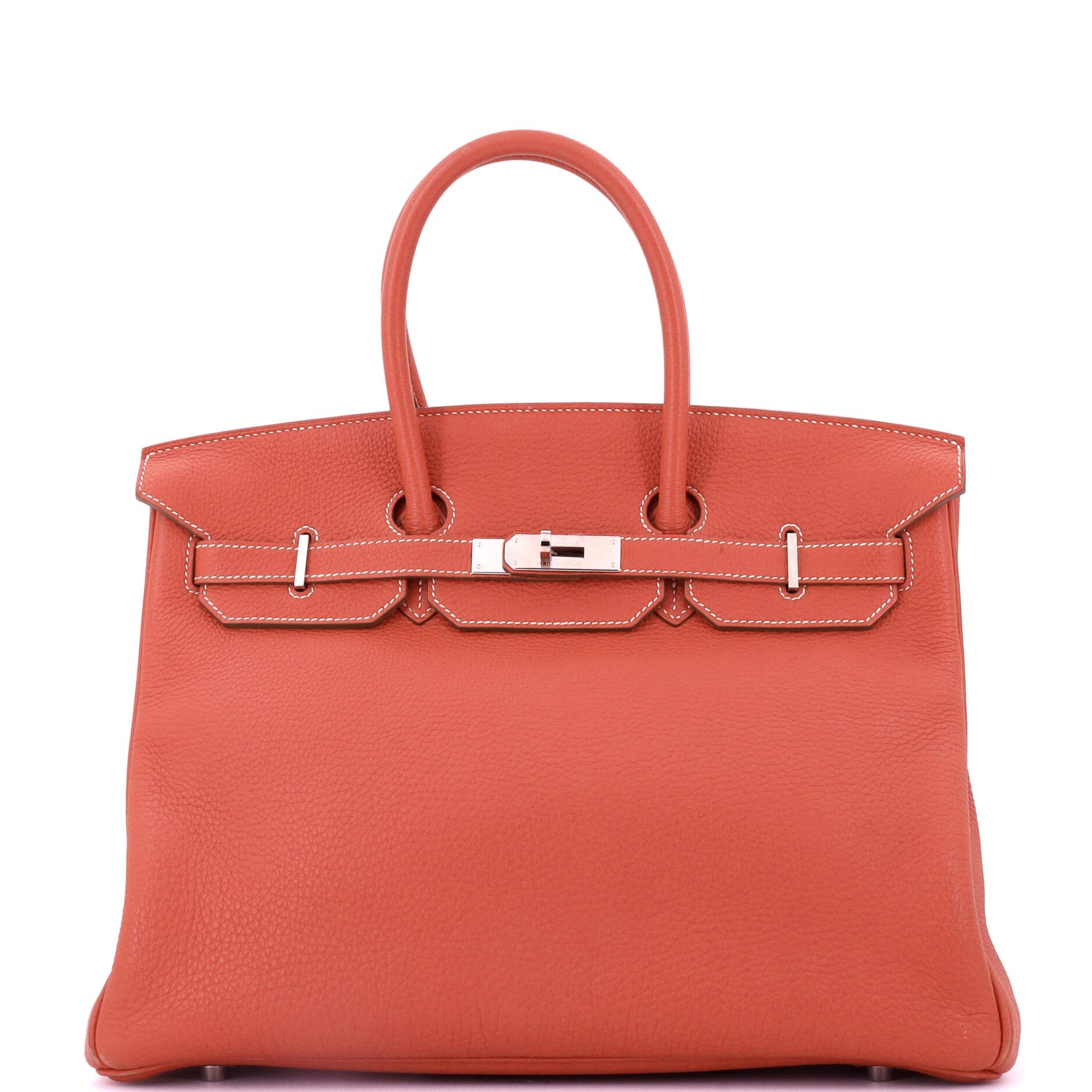 Hermes Birkin Handbag Sanguine Clemence with Palladium Hardware 35