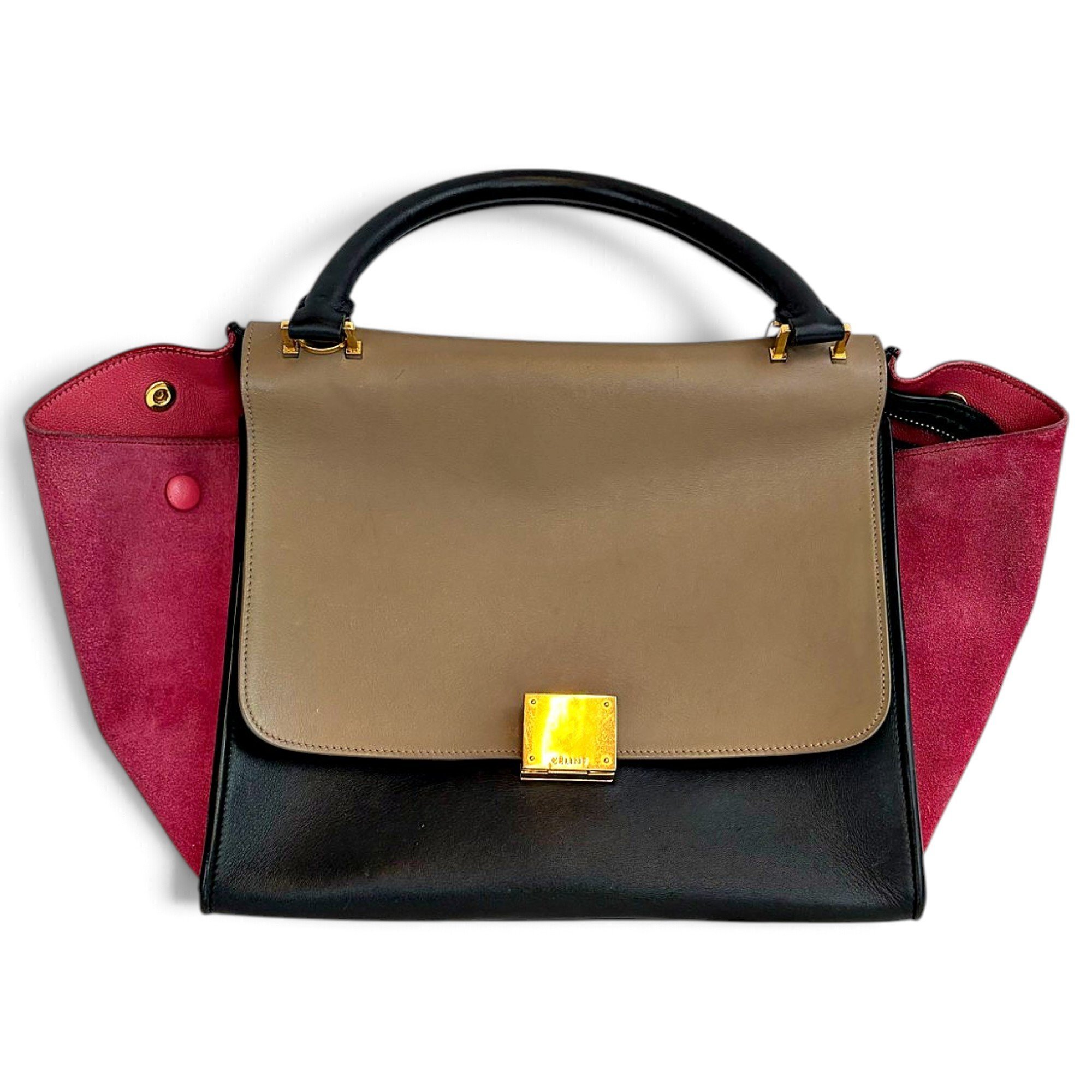 Trapèze leather handbag