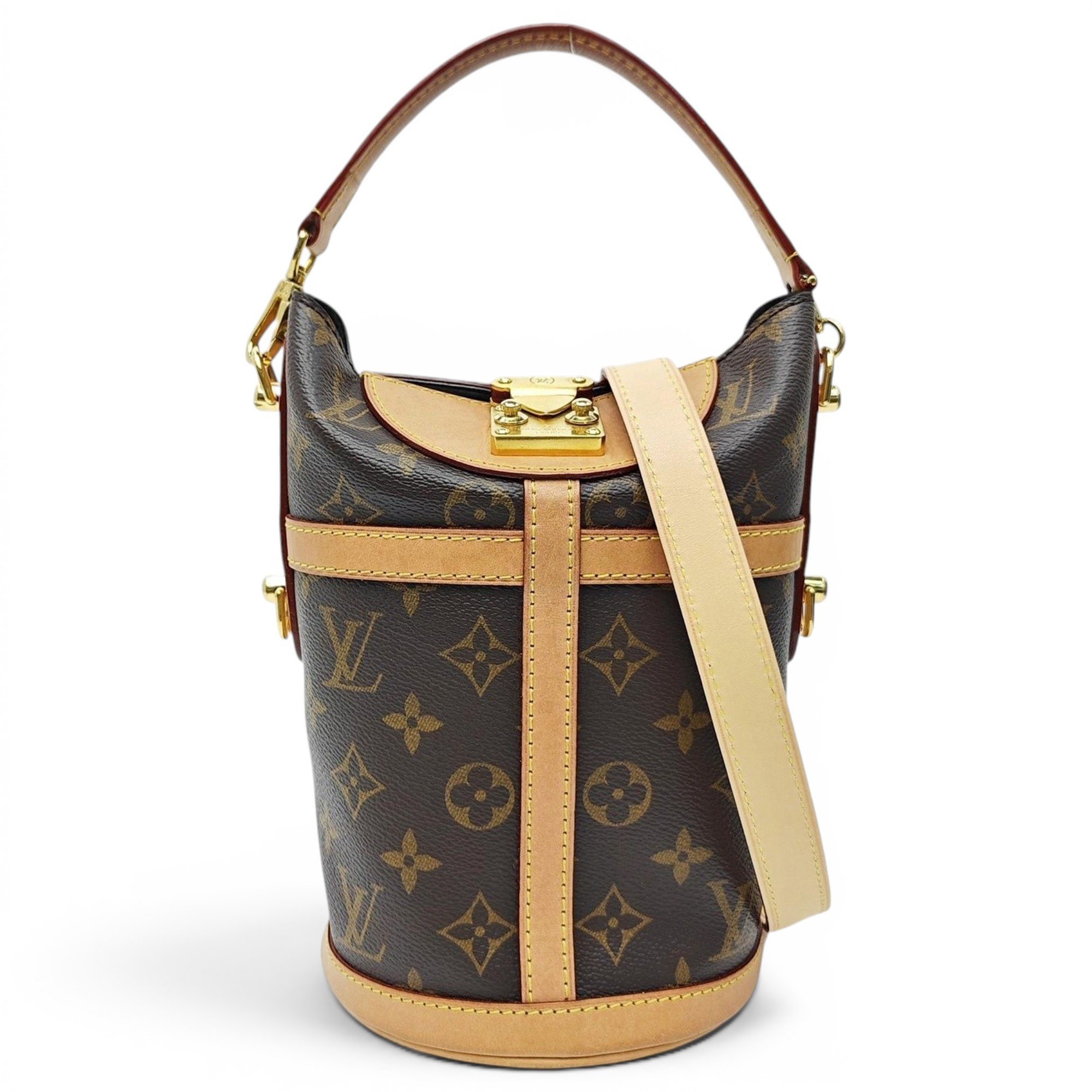 Duffle leather handbag