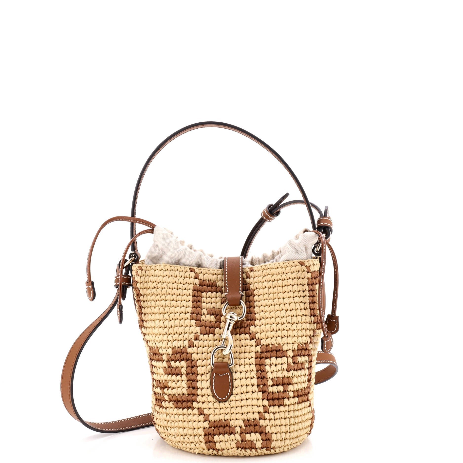 Bucket Bag GG Raffia Mini