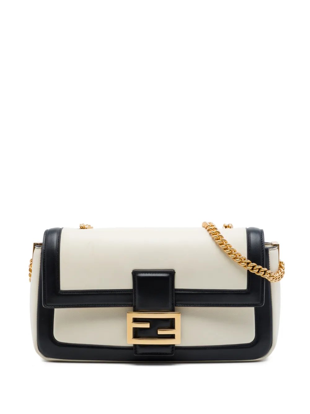 2010-2026 Bicolor Leather Chain Midi Baguette shoulder bag