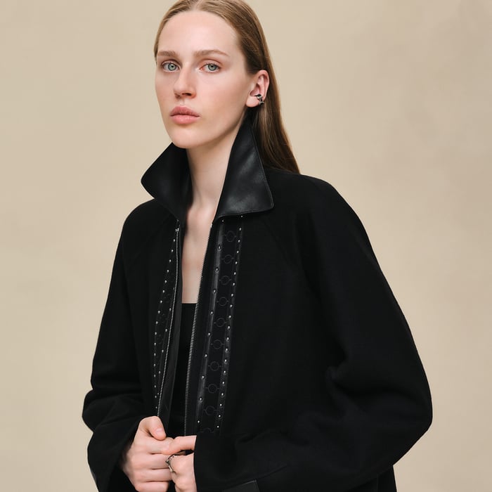 Noir Embroidered Car Coat