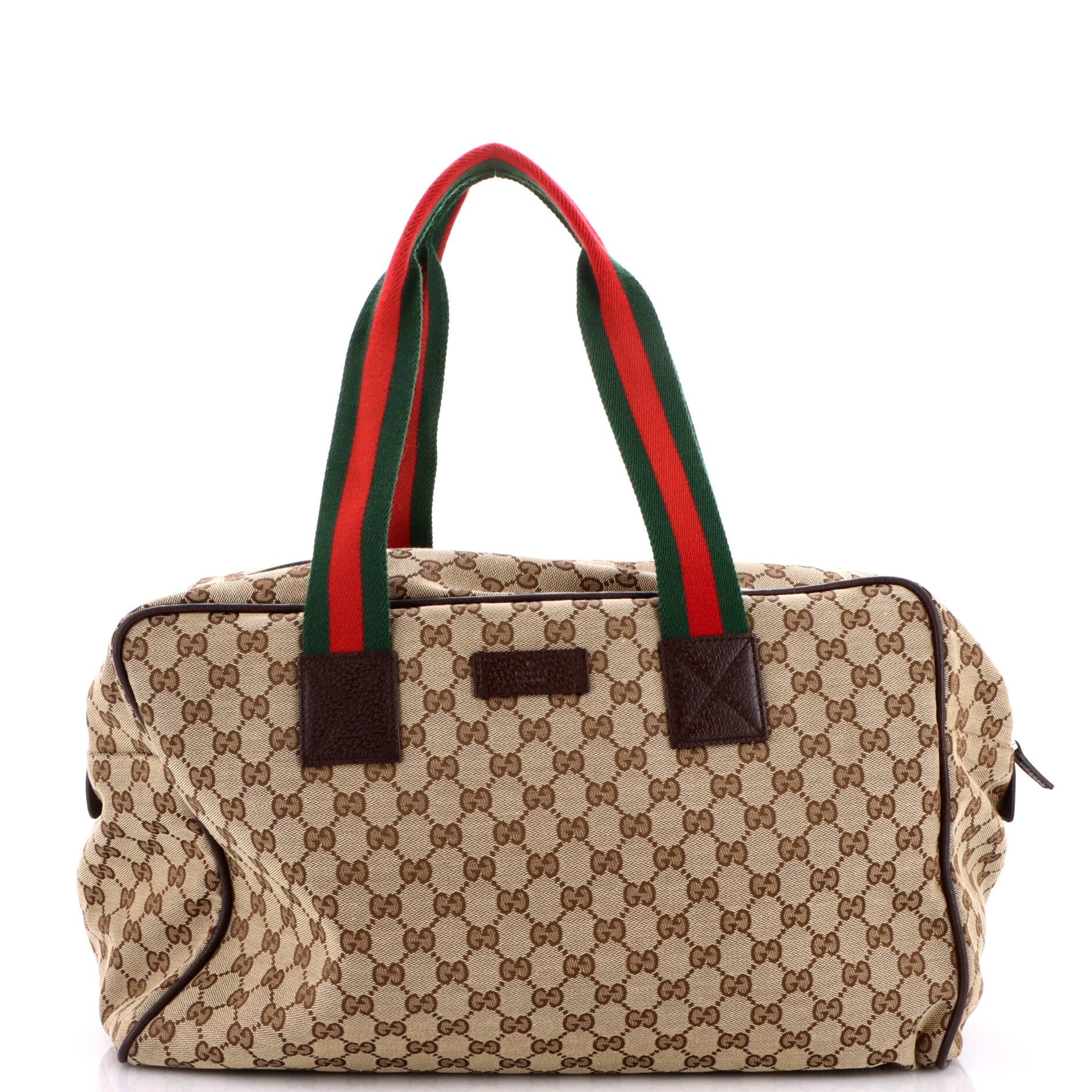 Web Carry On Duffle Bag GG Canvas with Leather Medium