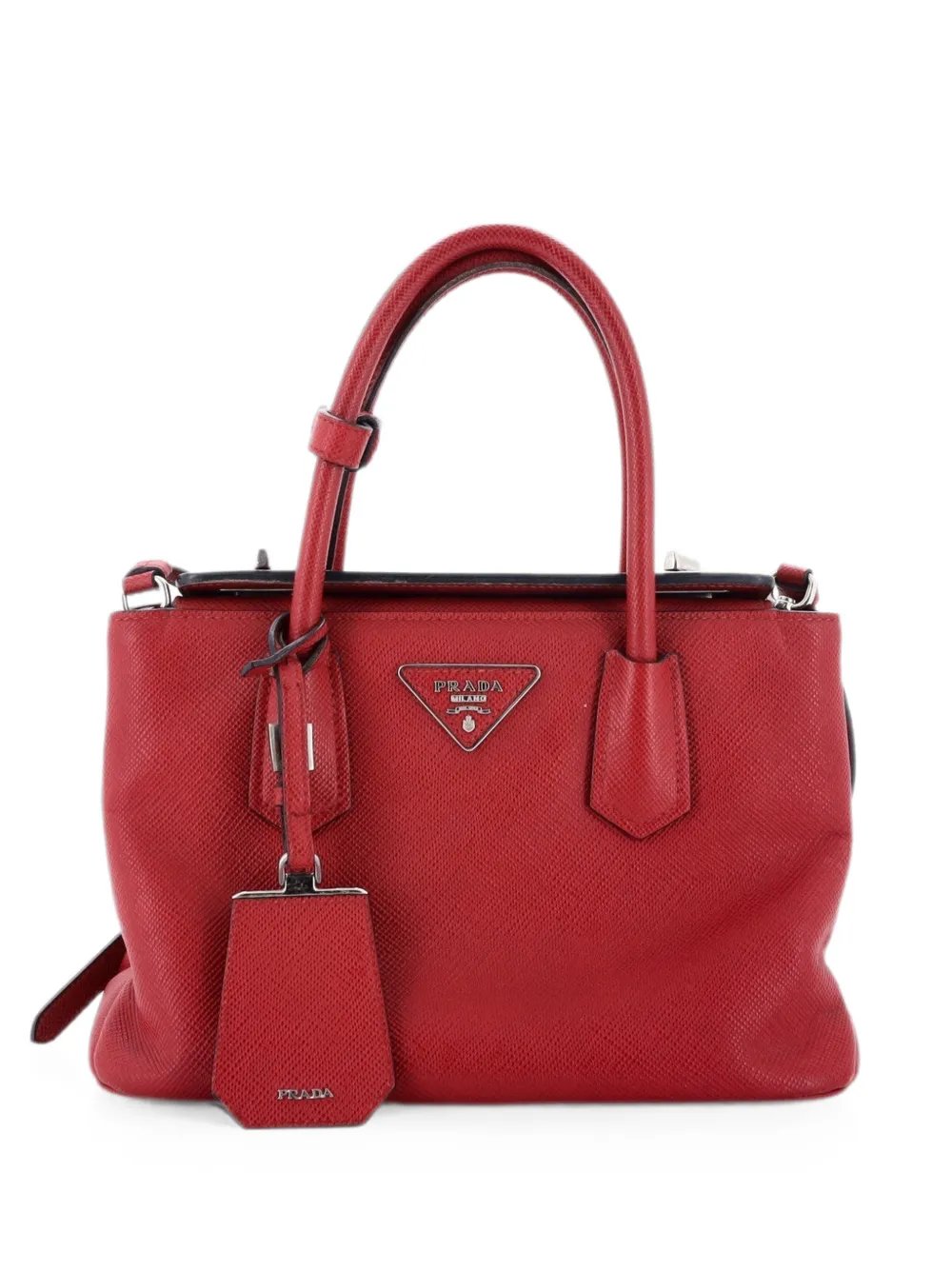 Prada Turnlock Cuir Twin Tote Saffiano Leather Mini satchel