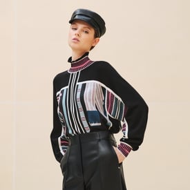 "Lettres Equestres" long-sleeve twillaine sweater