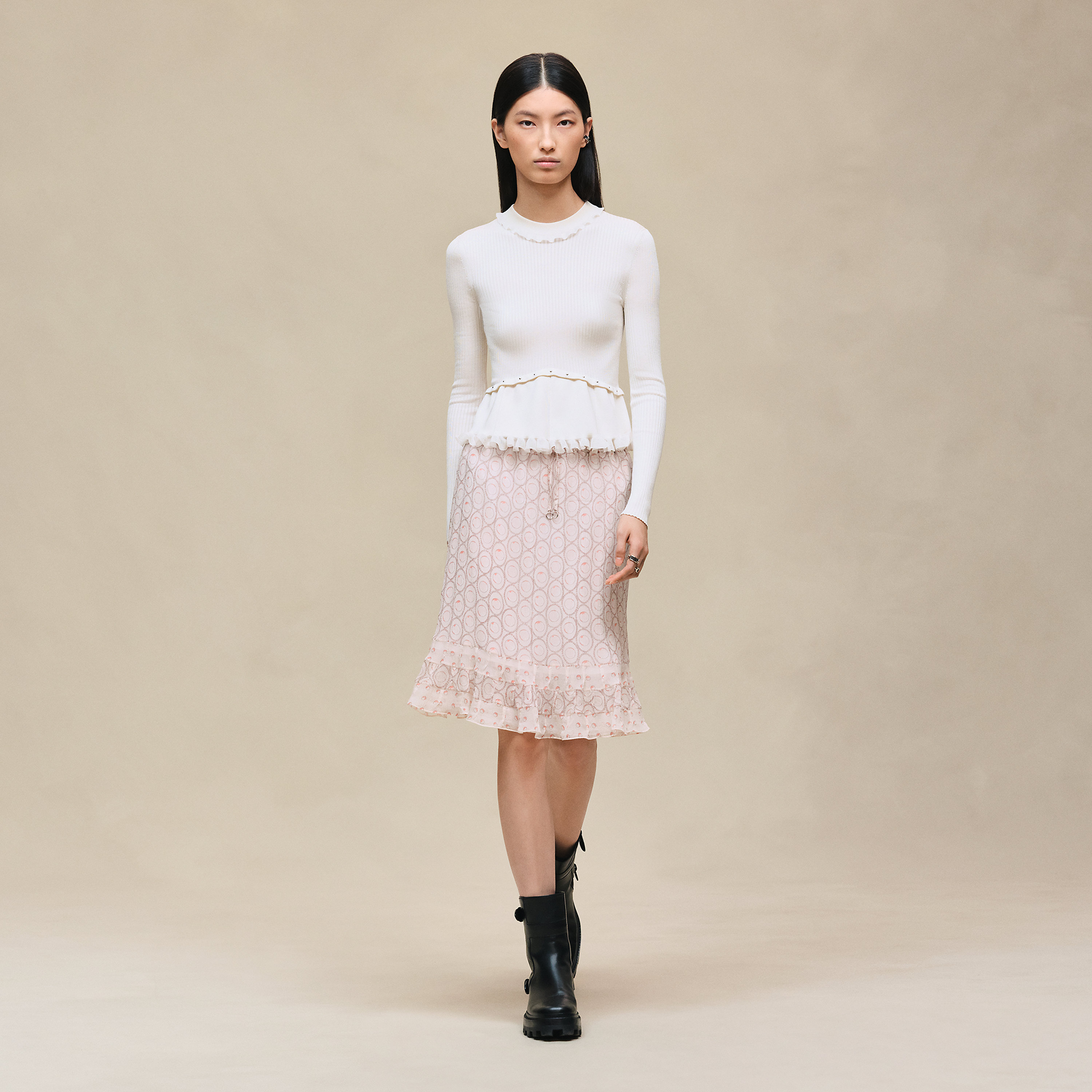 "Clous" drawstring tulip skirt