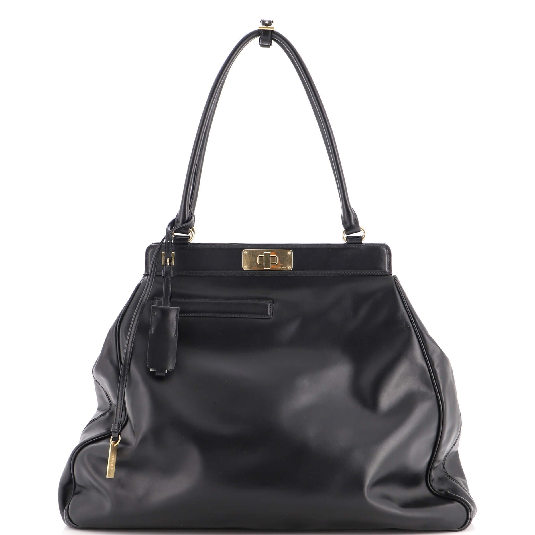 Frame Lock Tote Leather Large