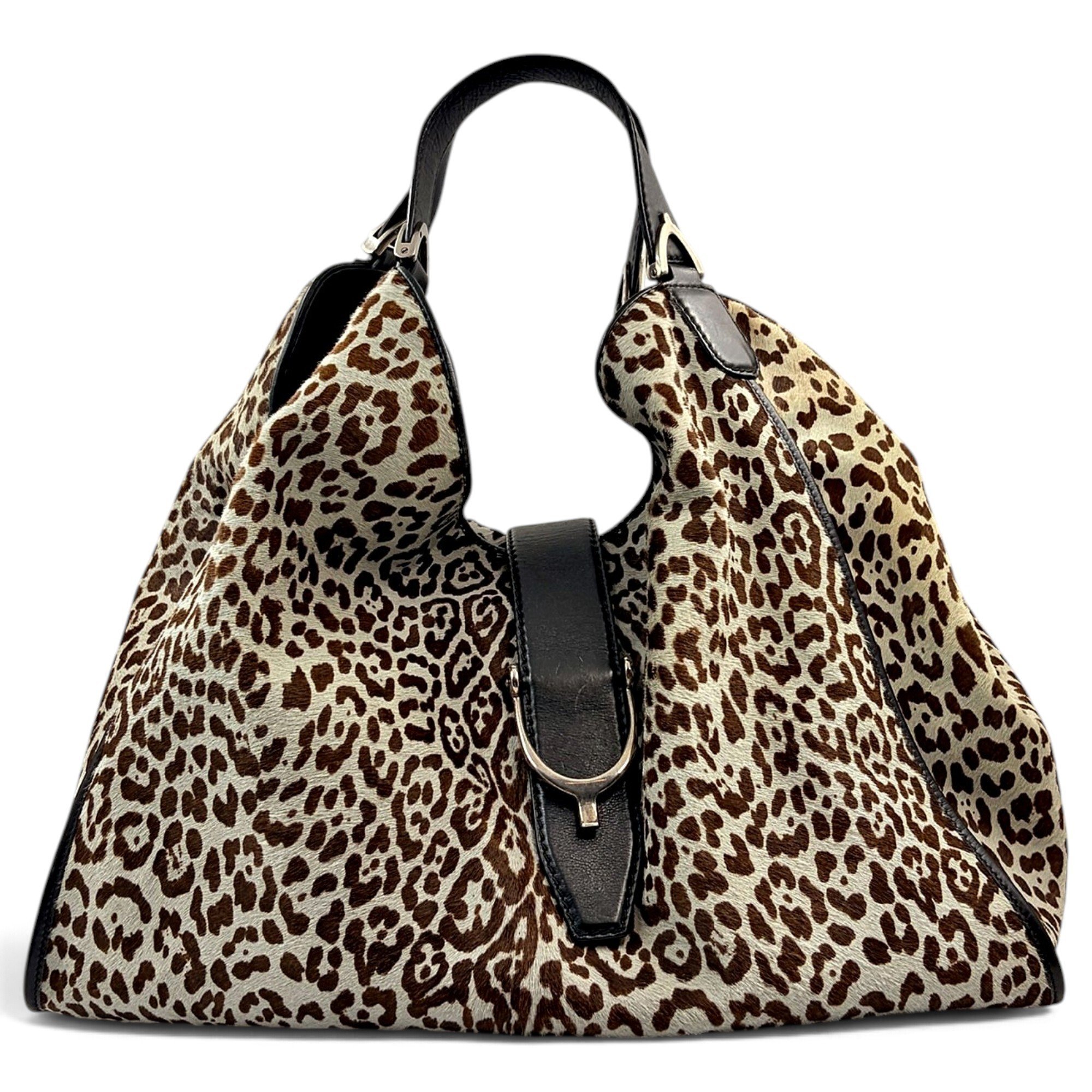 Stirrup pony-style calfskin handbag