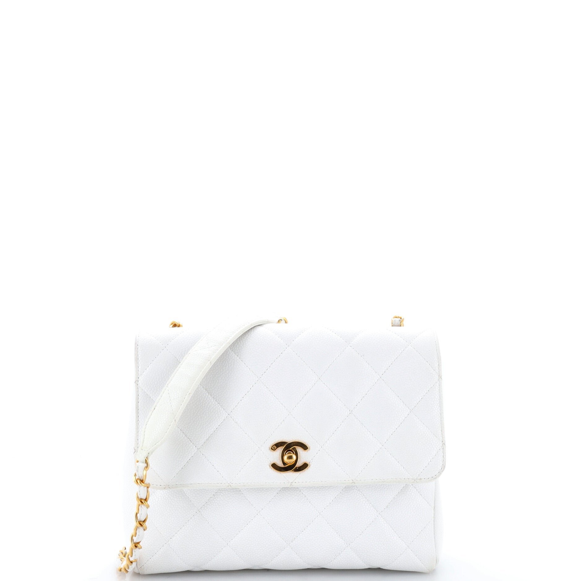 Vintage Square CC Flap Bag Quilted Caviar Small