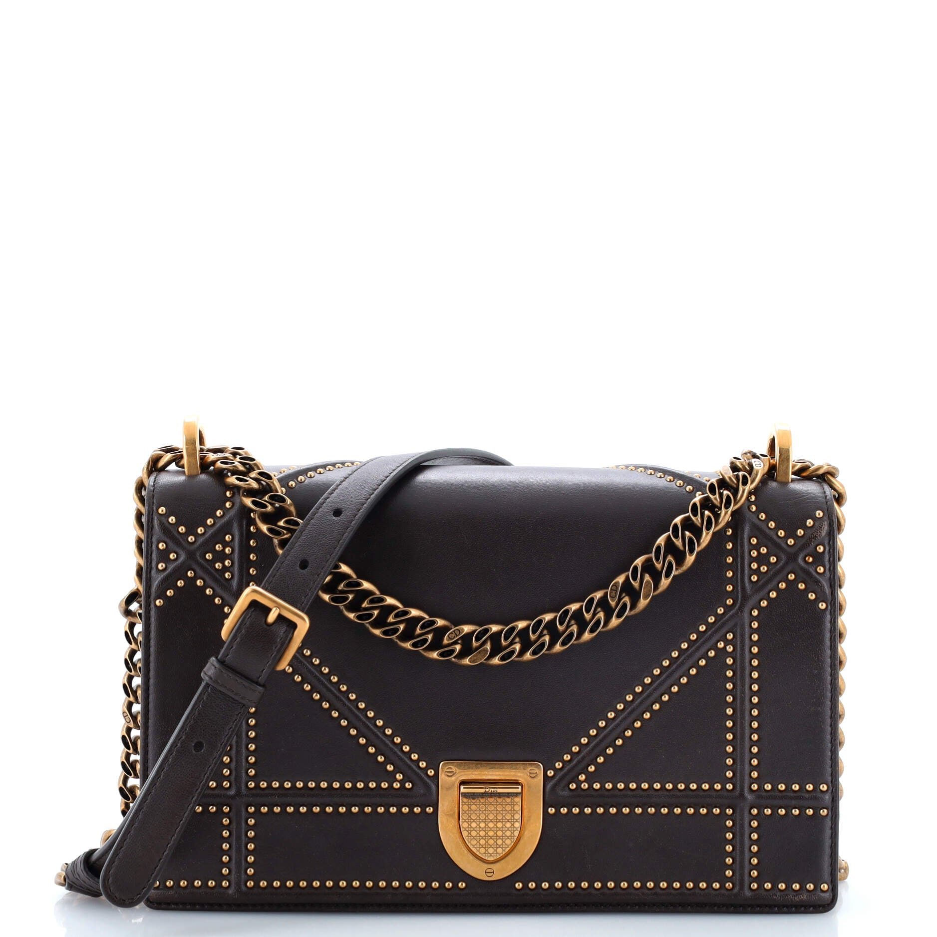 Dior Diorama Flap Bag Studded Leather Medium