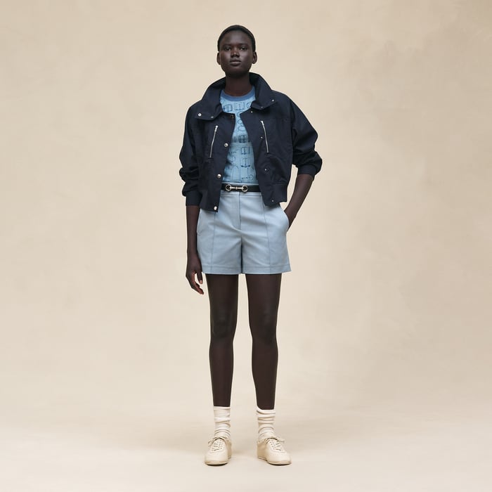 Bleu Adriatique Double Cotton Twill Shorts