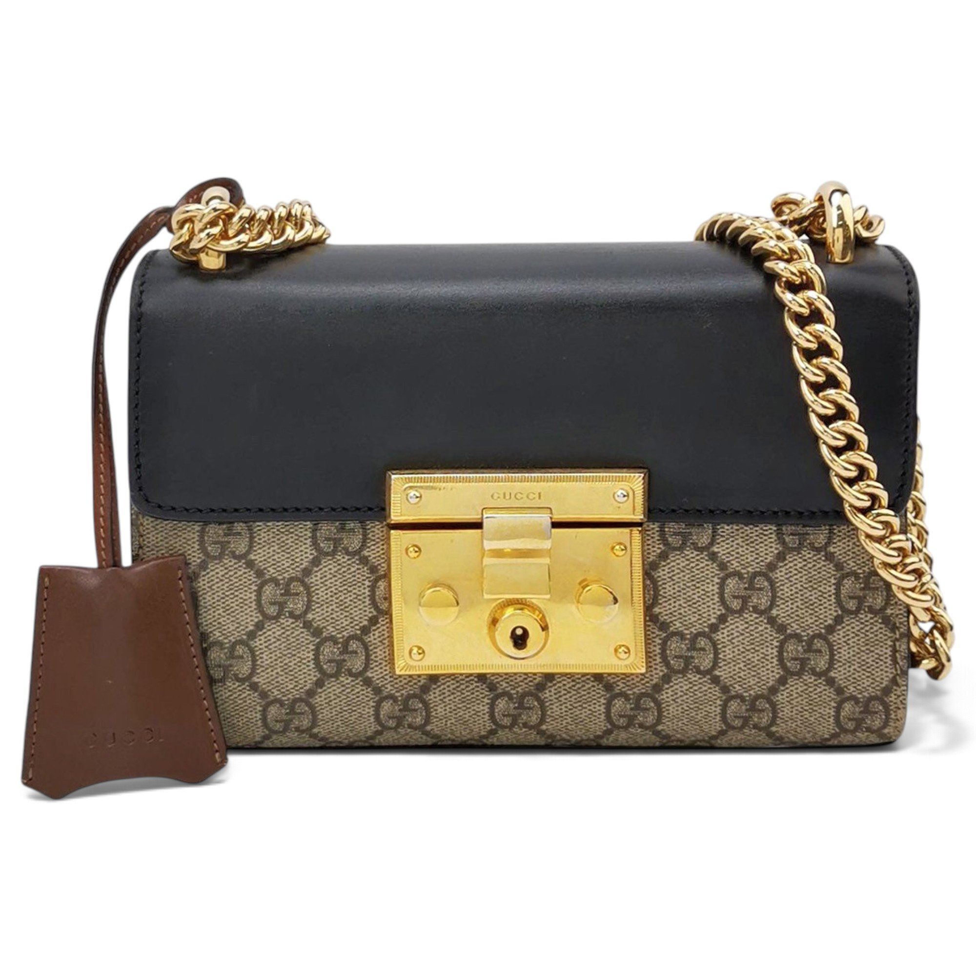 Padlock leather handbag