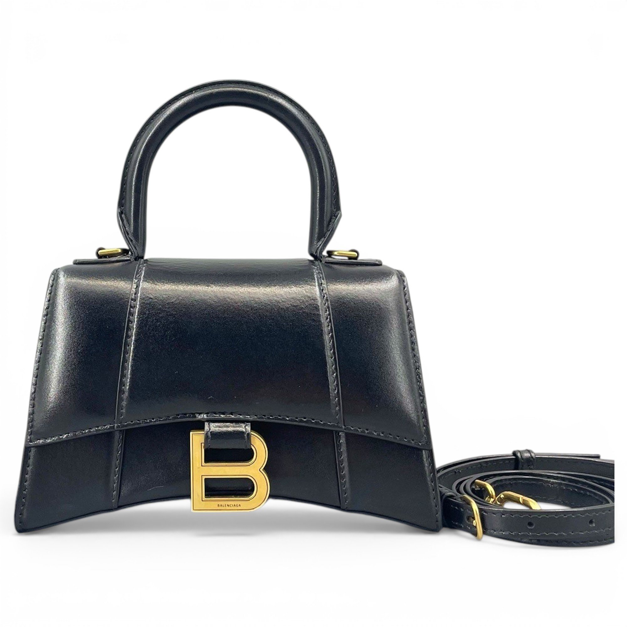 Hourglass leather handbag