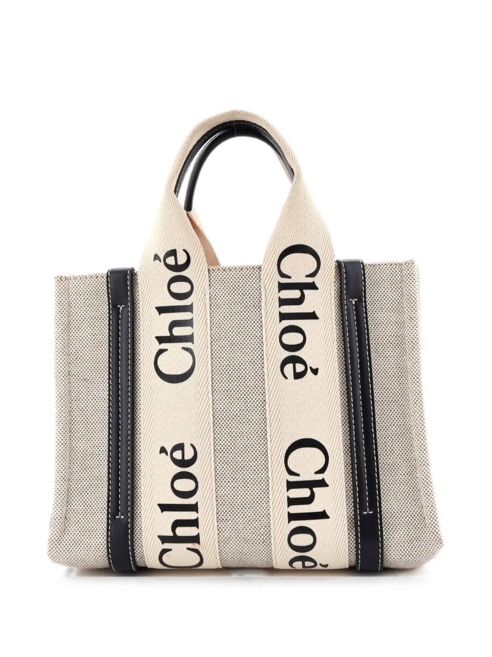 Chloe Woody Canvas with Leather Small tote bag