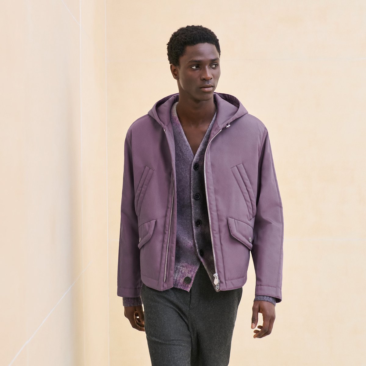 Hooded jacket with bridle detail