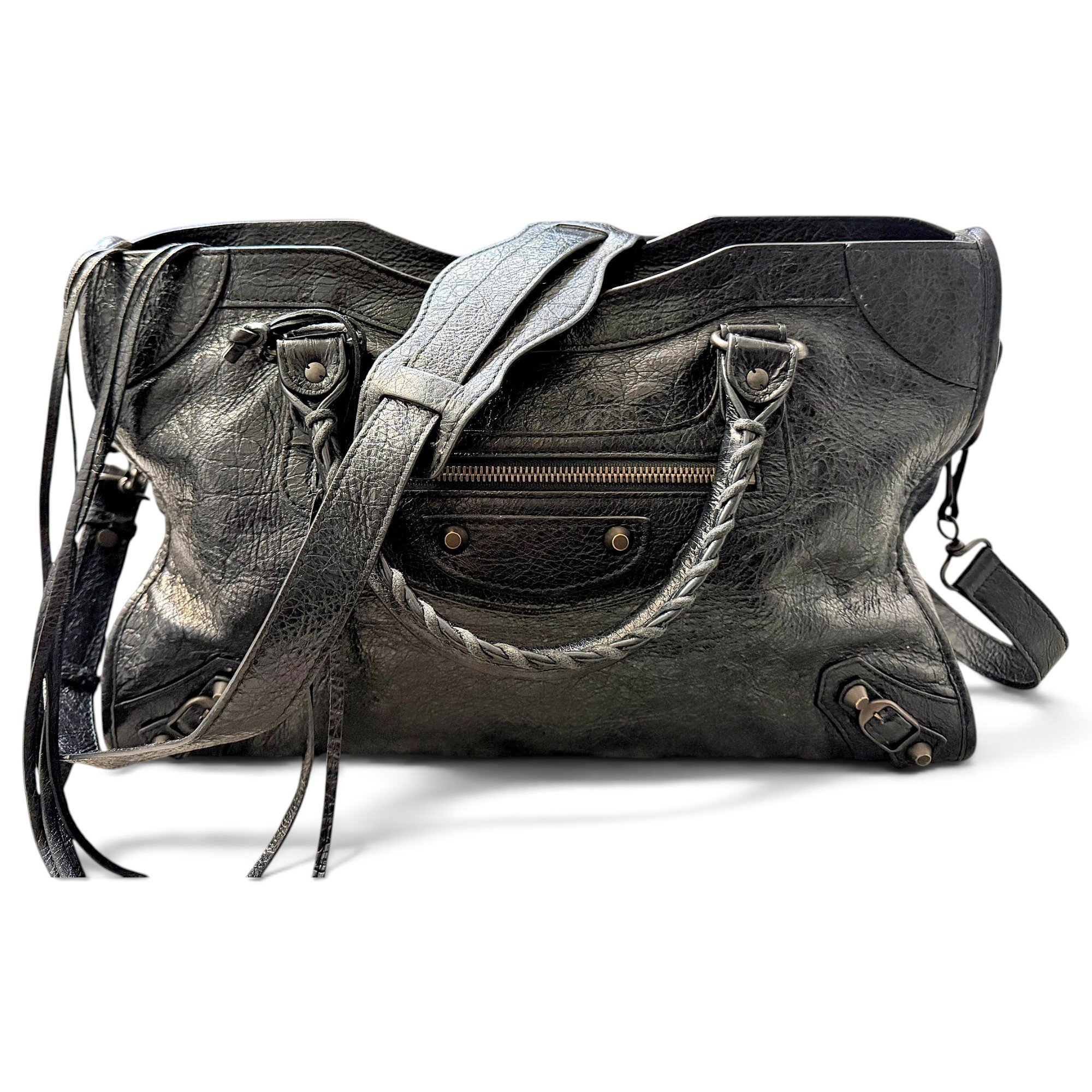 City leather handbag