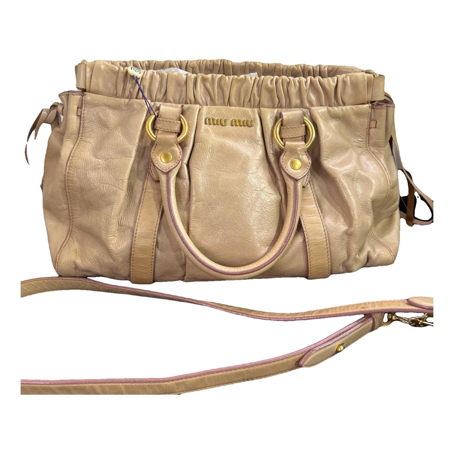 Bow bag leather handbag