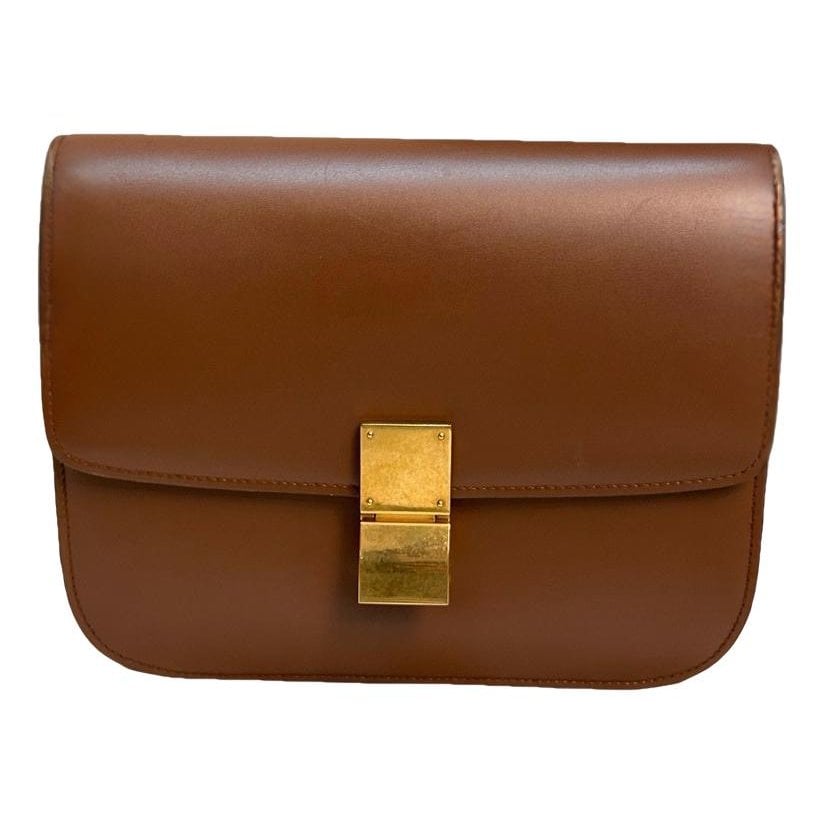 Clasp box leather handbag