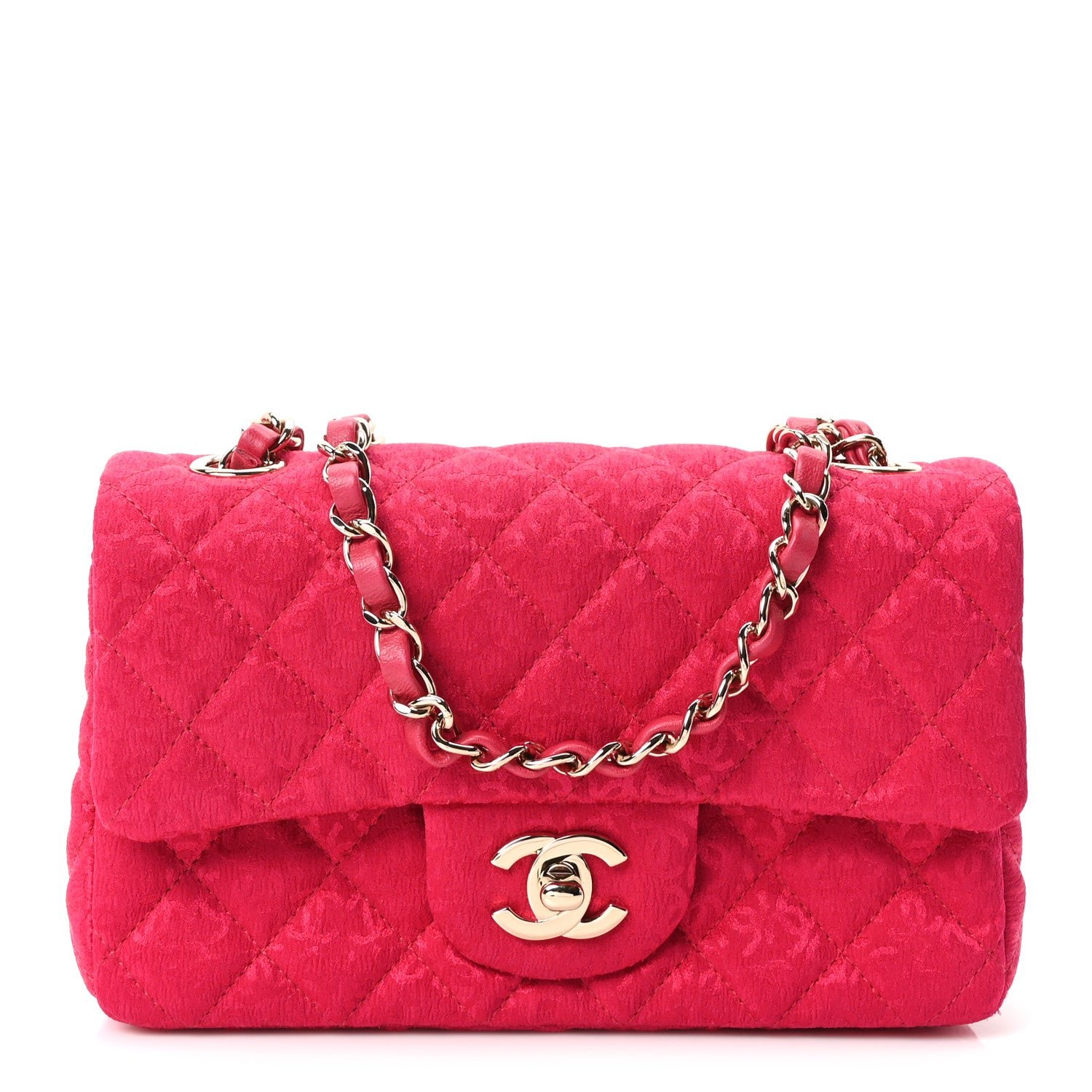Chanel Satin Quilted CC Mini Rectangular Flap Dark Pink