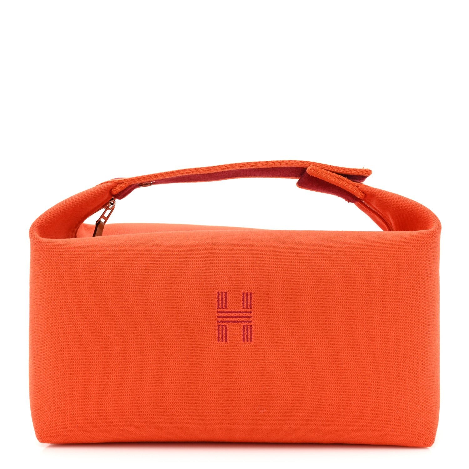 Hermes Canvas Large Bride-A-Brac Pouch Orange Feu Burgundy