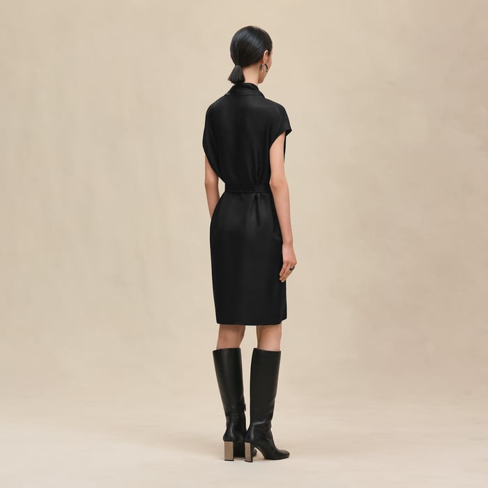 Noir Ascot Collar Dress