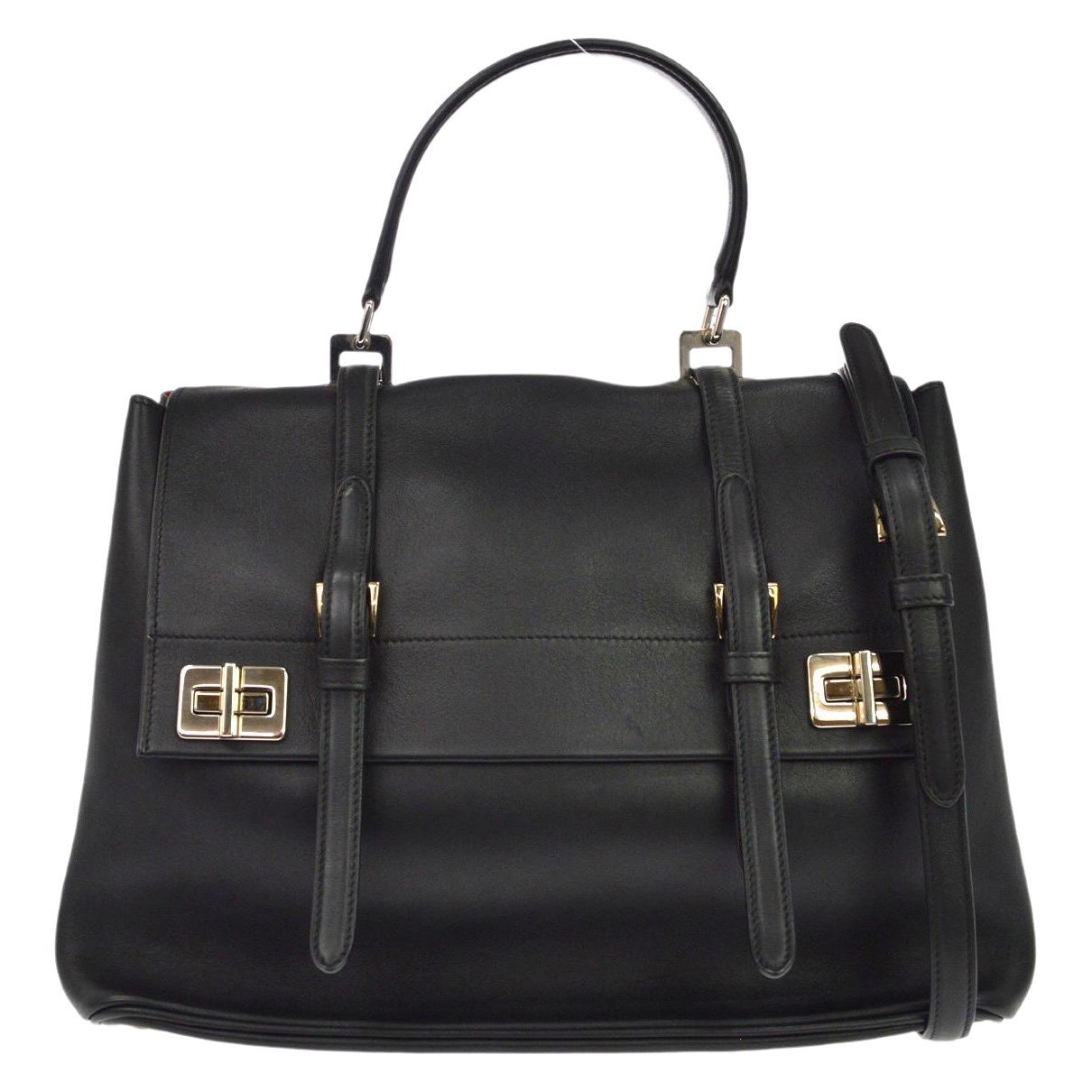 Double leather handbag