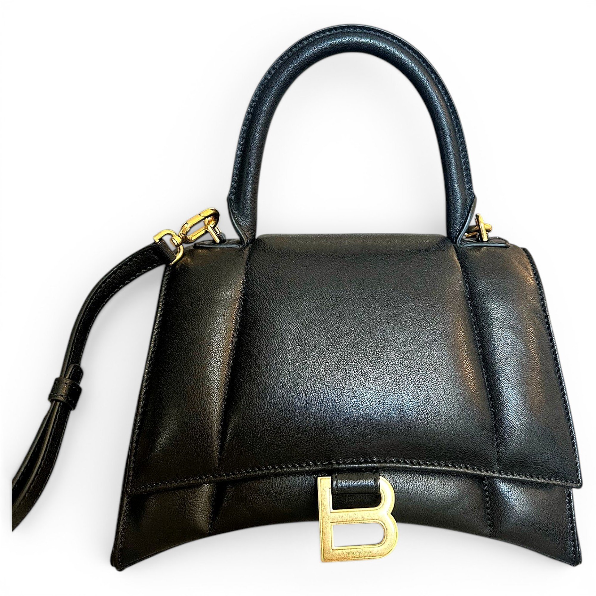 Hourglass leather handbag