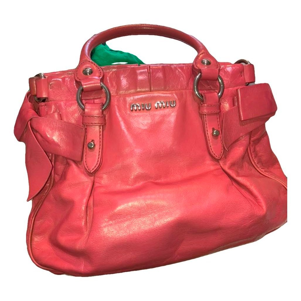 Bow bag leather handbag