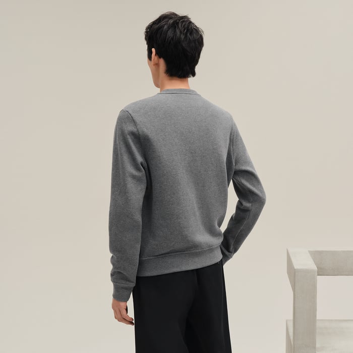 Gris Chiné Foncé "Ex-libris" Crewneck Sweater