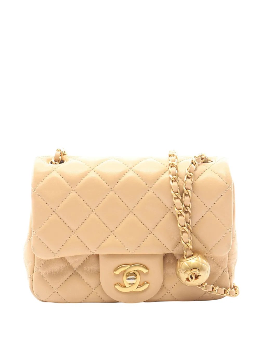 2021-2026 Mini Square Classic Lambskin Pearl Crush Single Flap crossbody bag