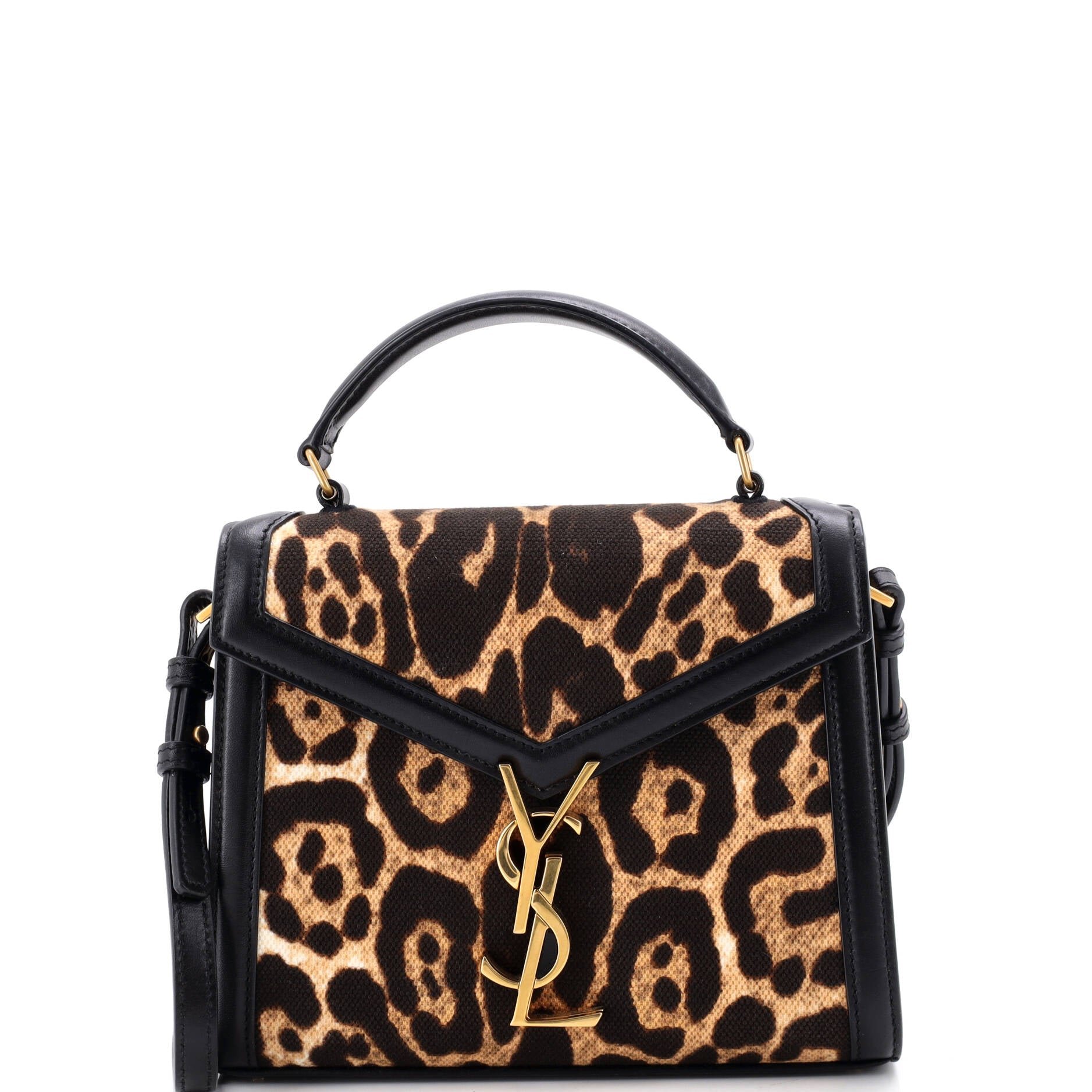 Cassandra Top Handle Bag Printed Canvas with Leather Mini