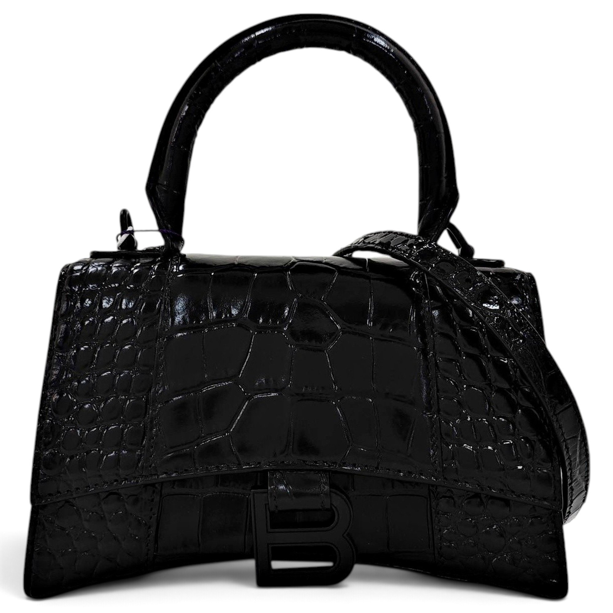 Hourglass leather handbag