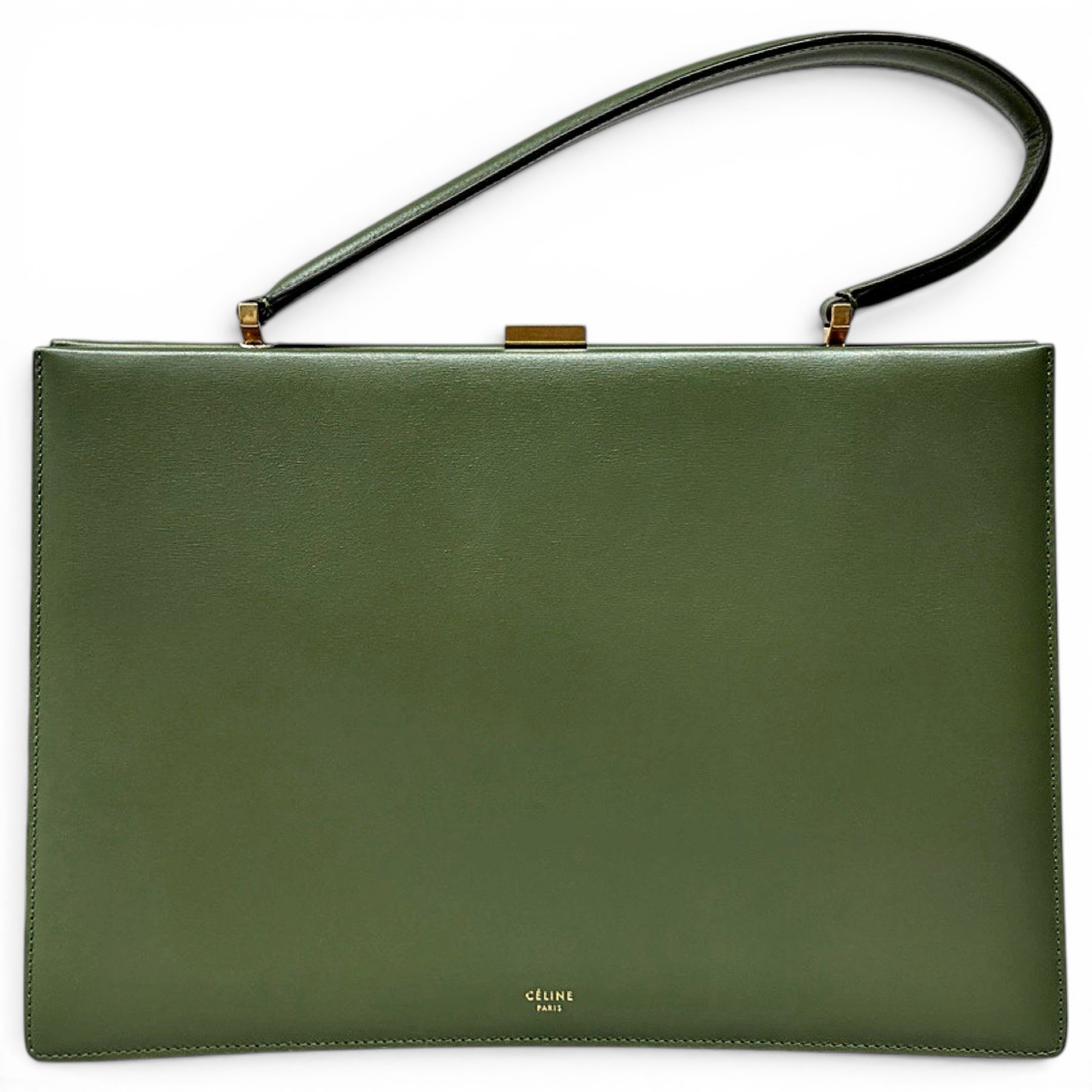 Clasp leather handbag