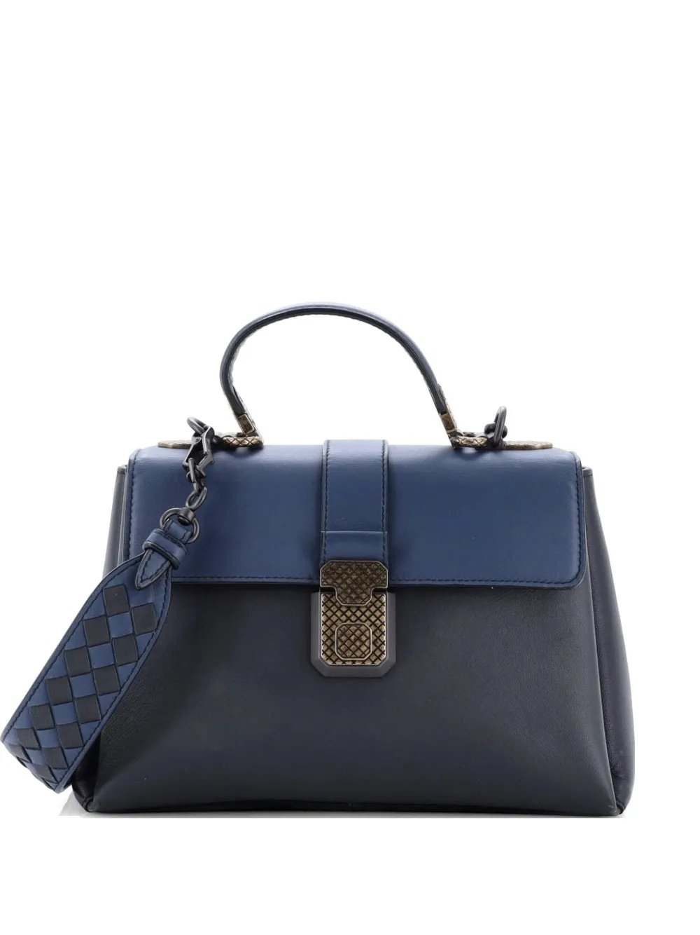 Piazza Top Handle Bag Leather with Intrecciato Detail Small satchel