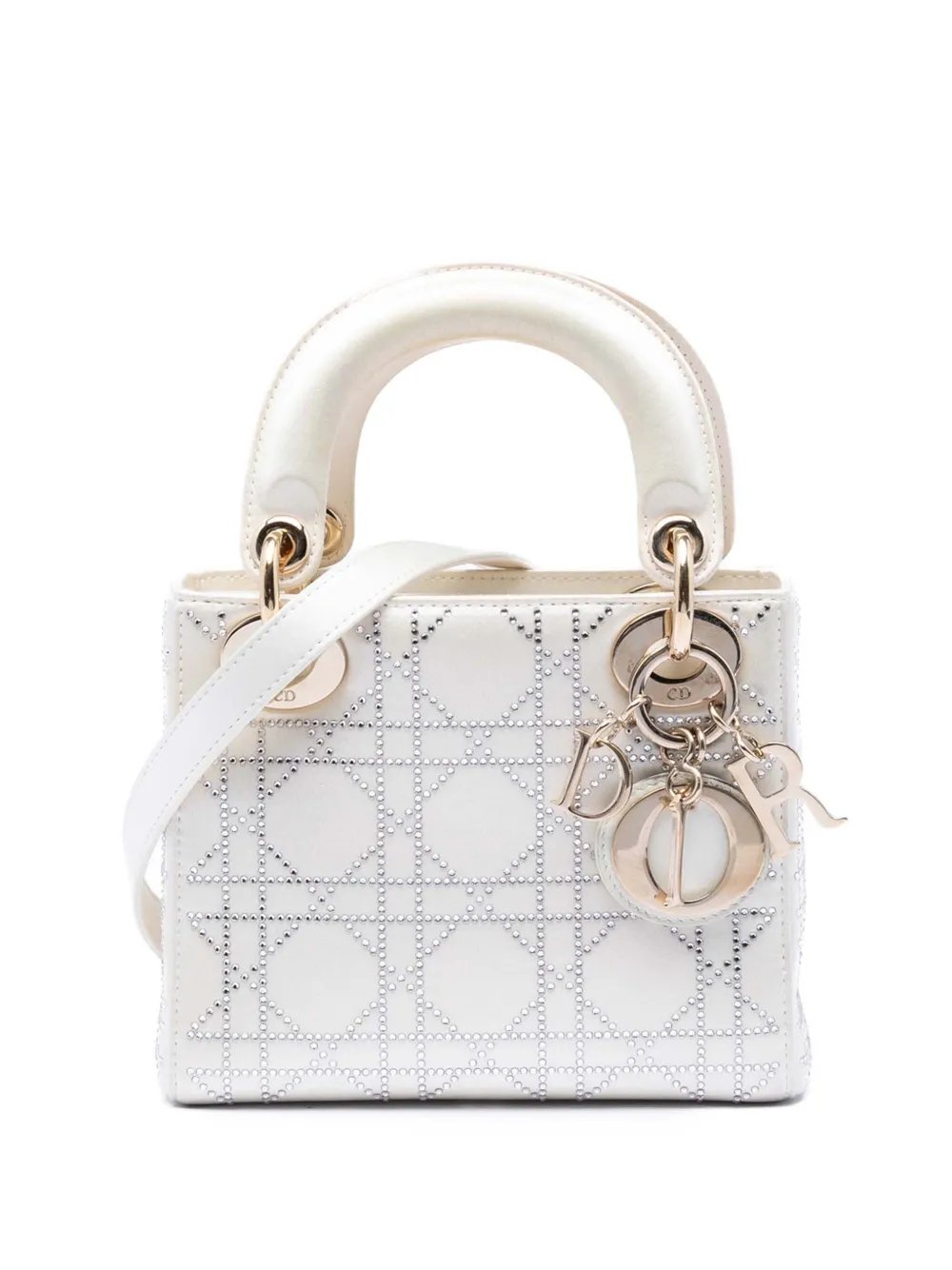2014 Mini Satin Cannage Crystal Embellished Lady Dior satchel