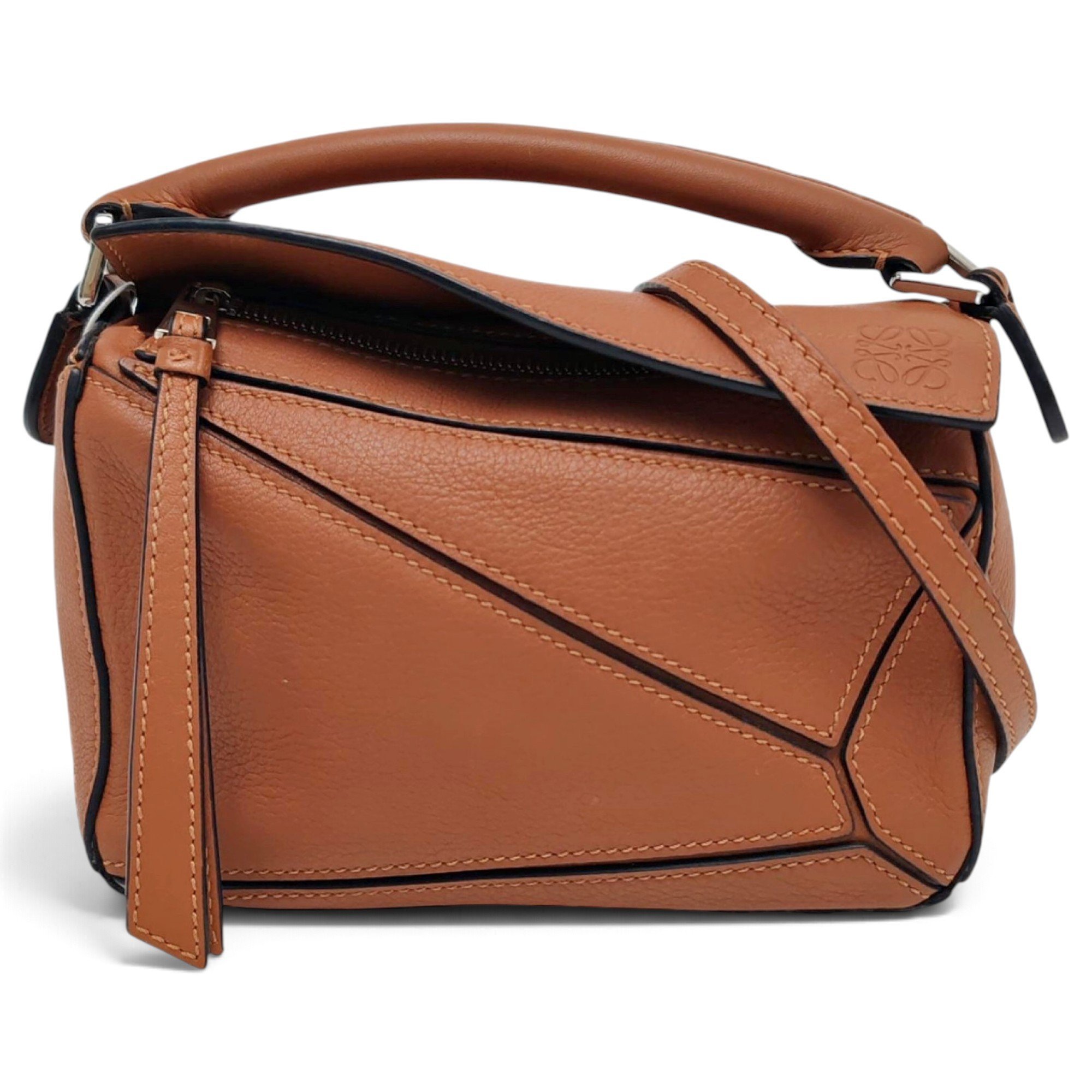 Puzzle leather handbag