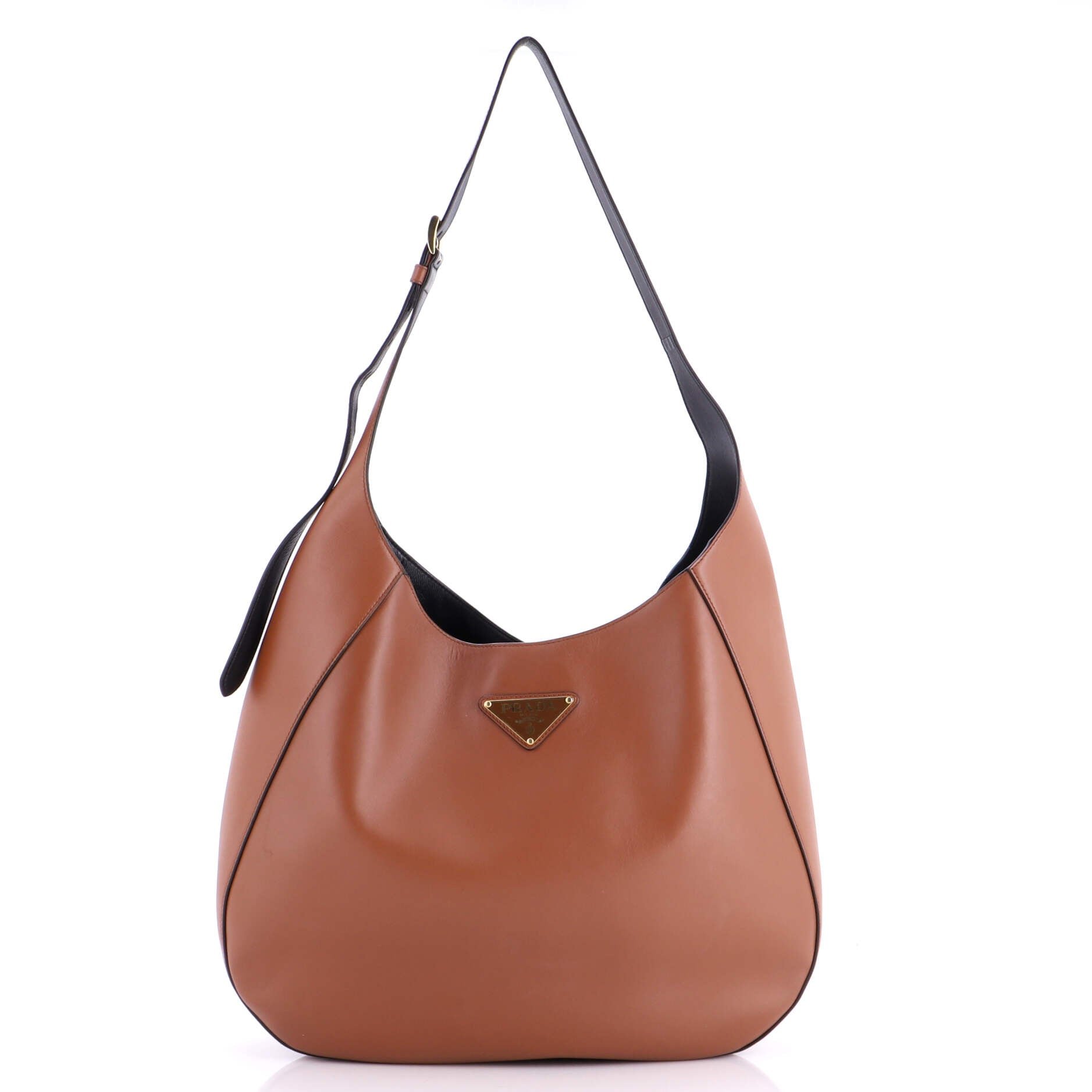 Triangle Logo Curved Hobo City Calf Large
