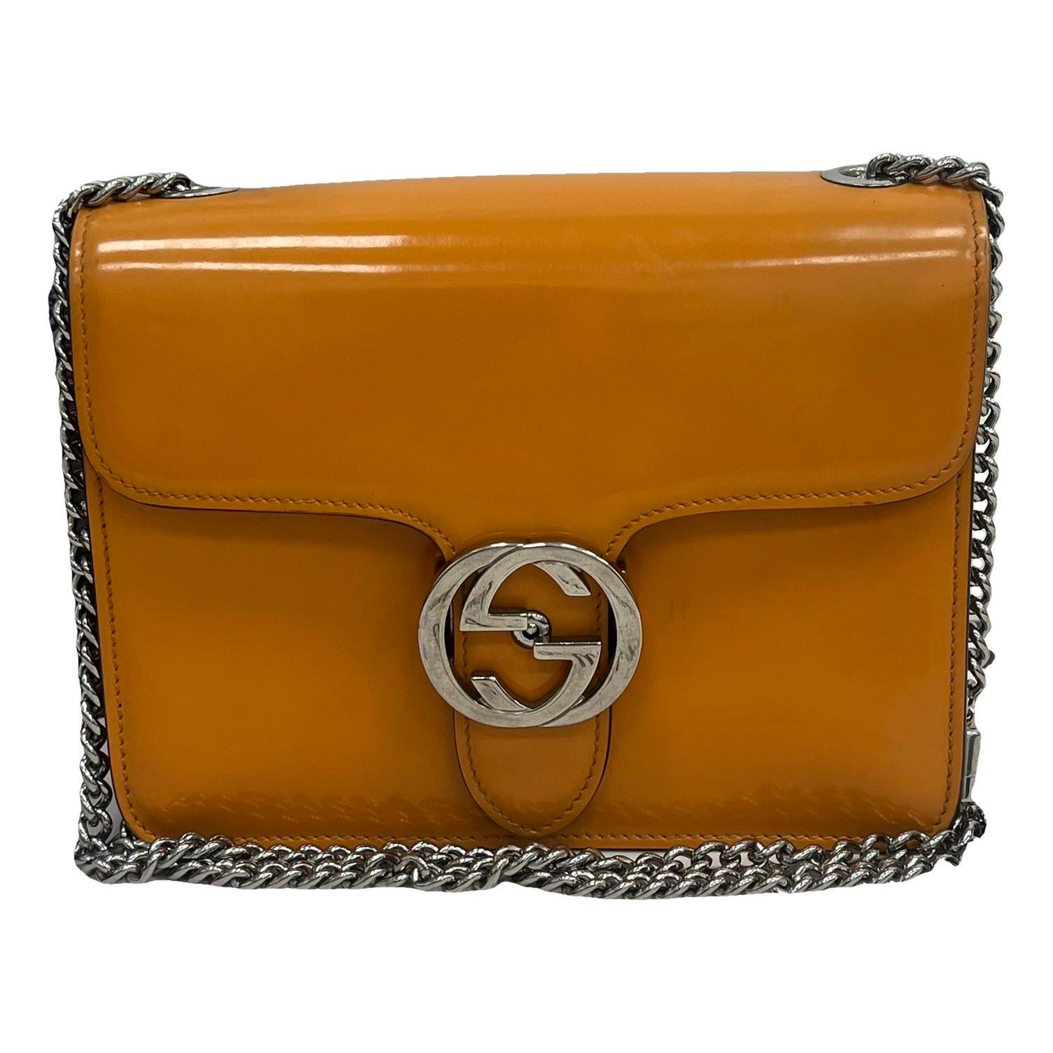Interlocking patent leather handbag