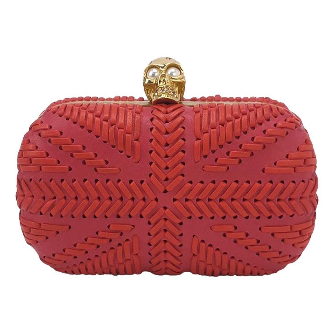 Skull leather clutch bag