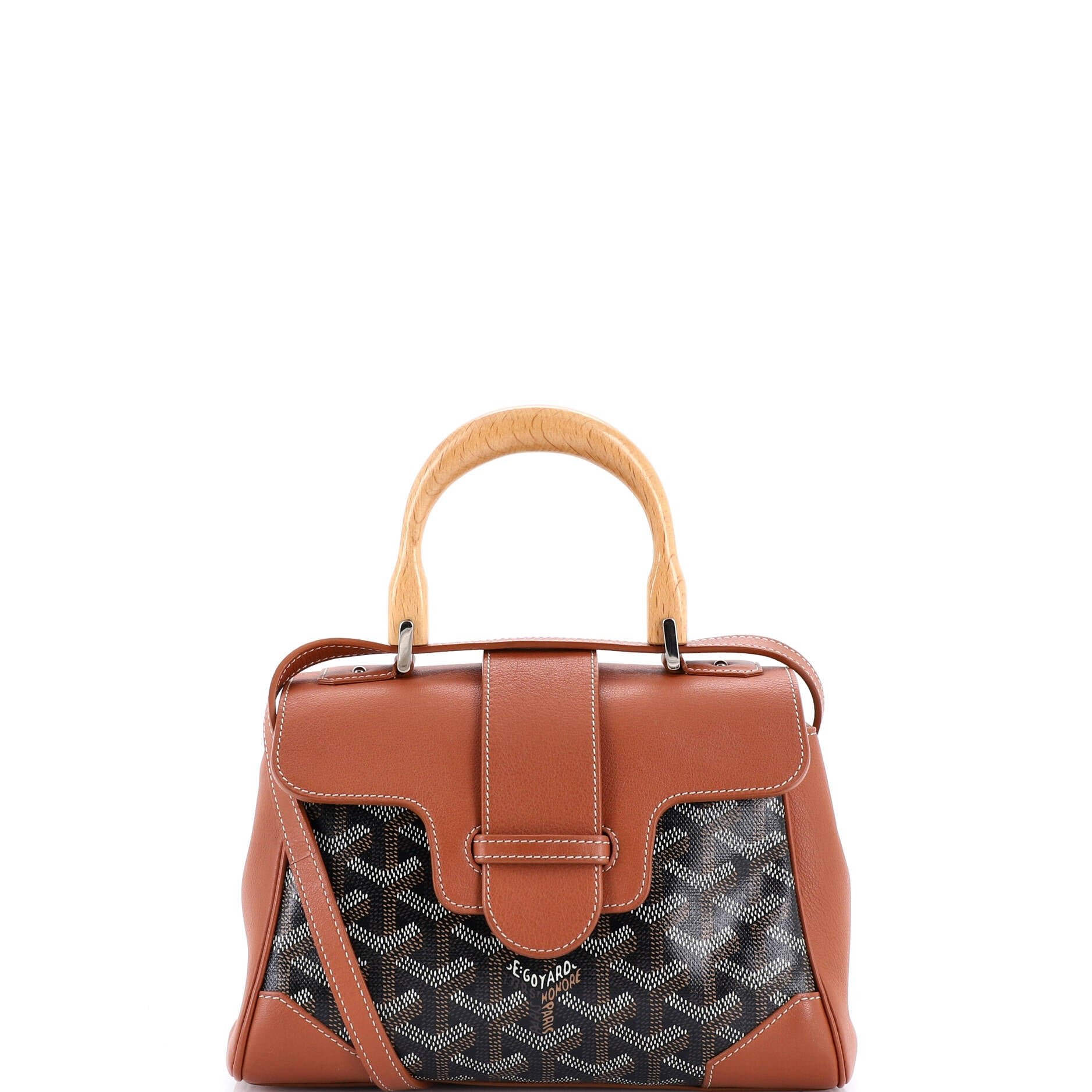 Goyard Saigon Top Handle Bag Coated Canvas with Leather Mini