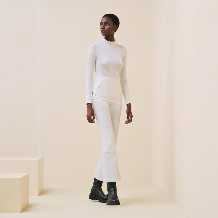 Blanc Naturel High-waisted Bootcut Quilted Biker Pants