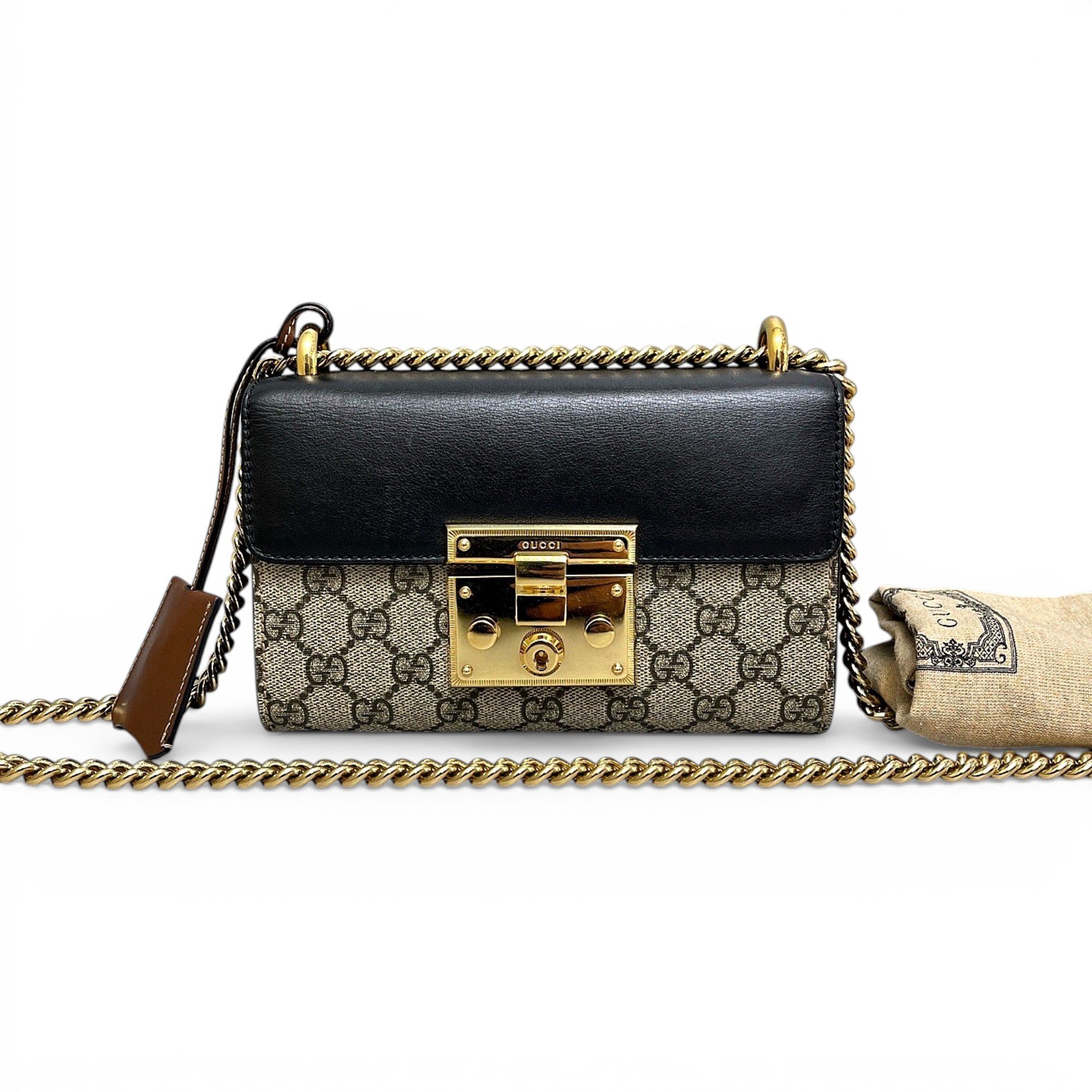 Padlock leather handbag