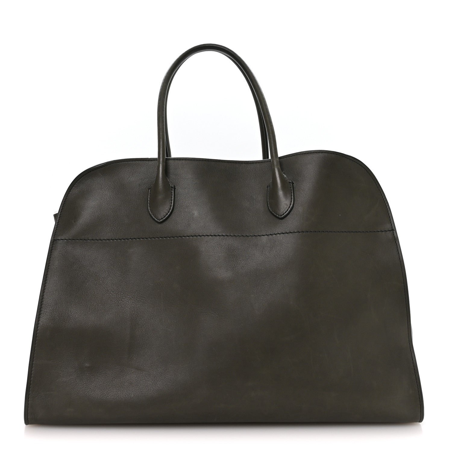 The Row Polished Saddle Calfskin Soft Margaux 17 Koala Grey