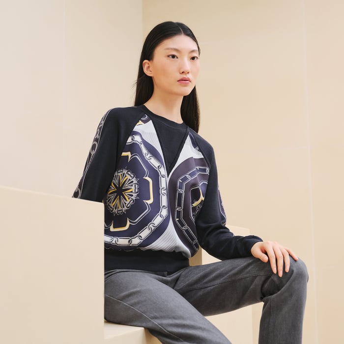 Bleu Noir "Effet Kaleidoscope" Long-sleeve Twillaine Sweater