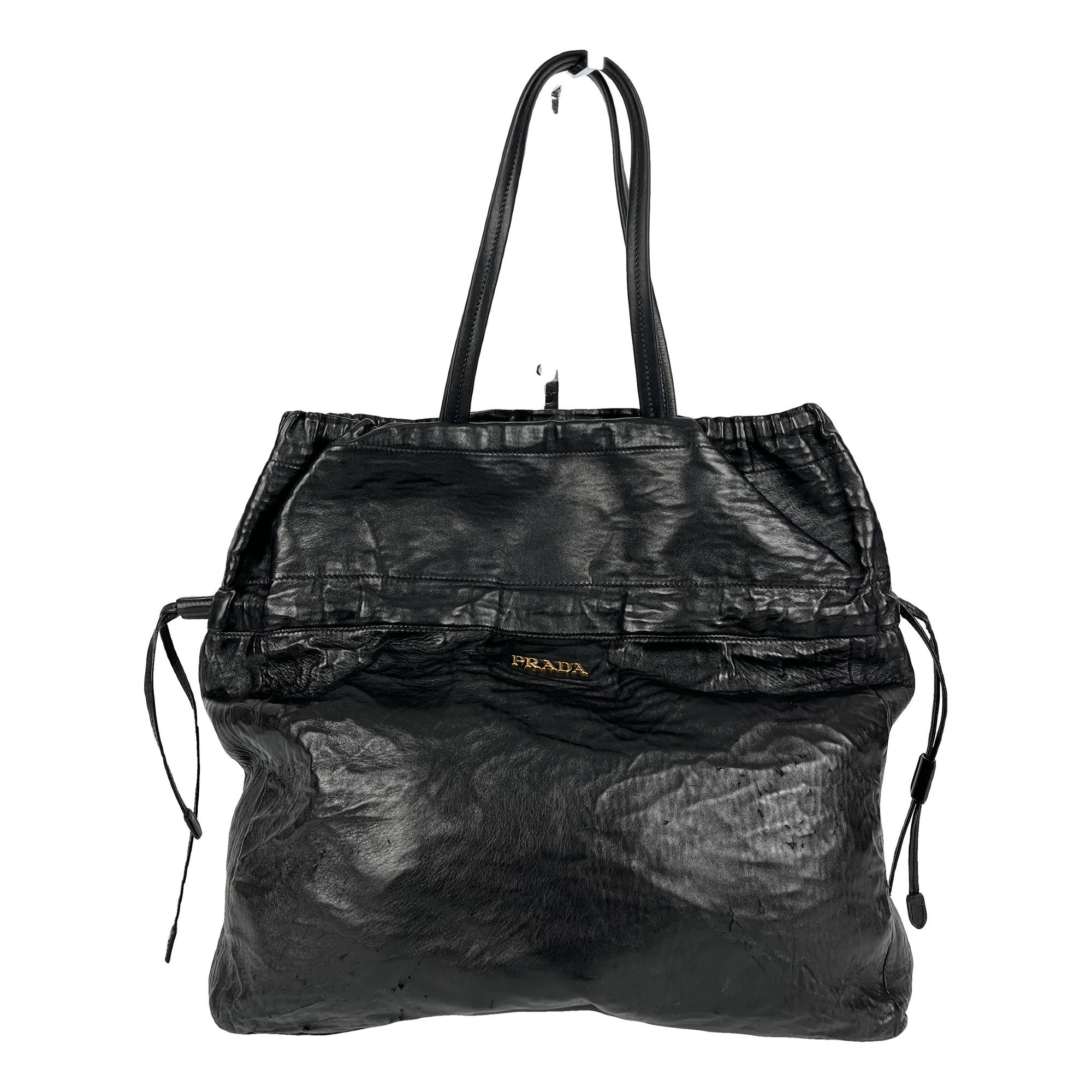 Ribbon leather tote