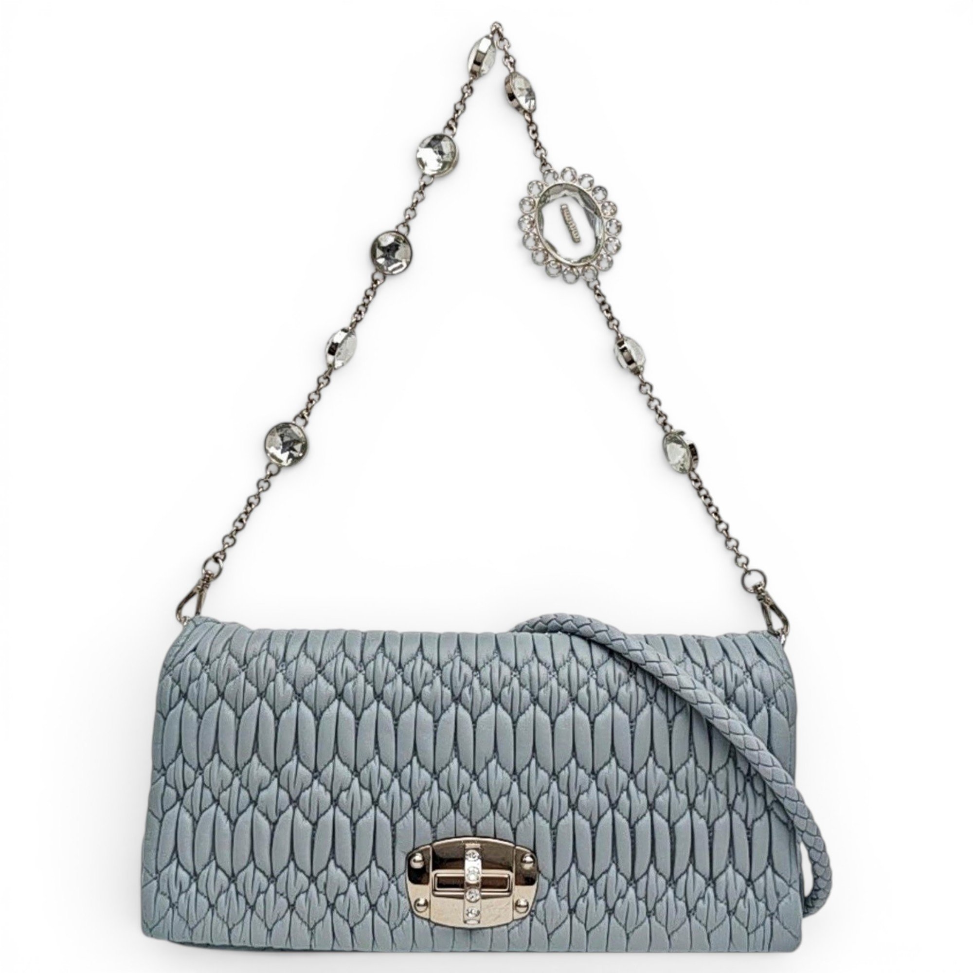 Miu Crystal leather handbag