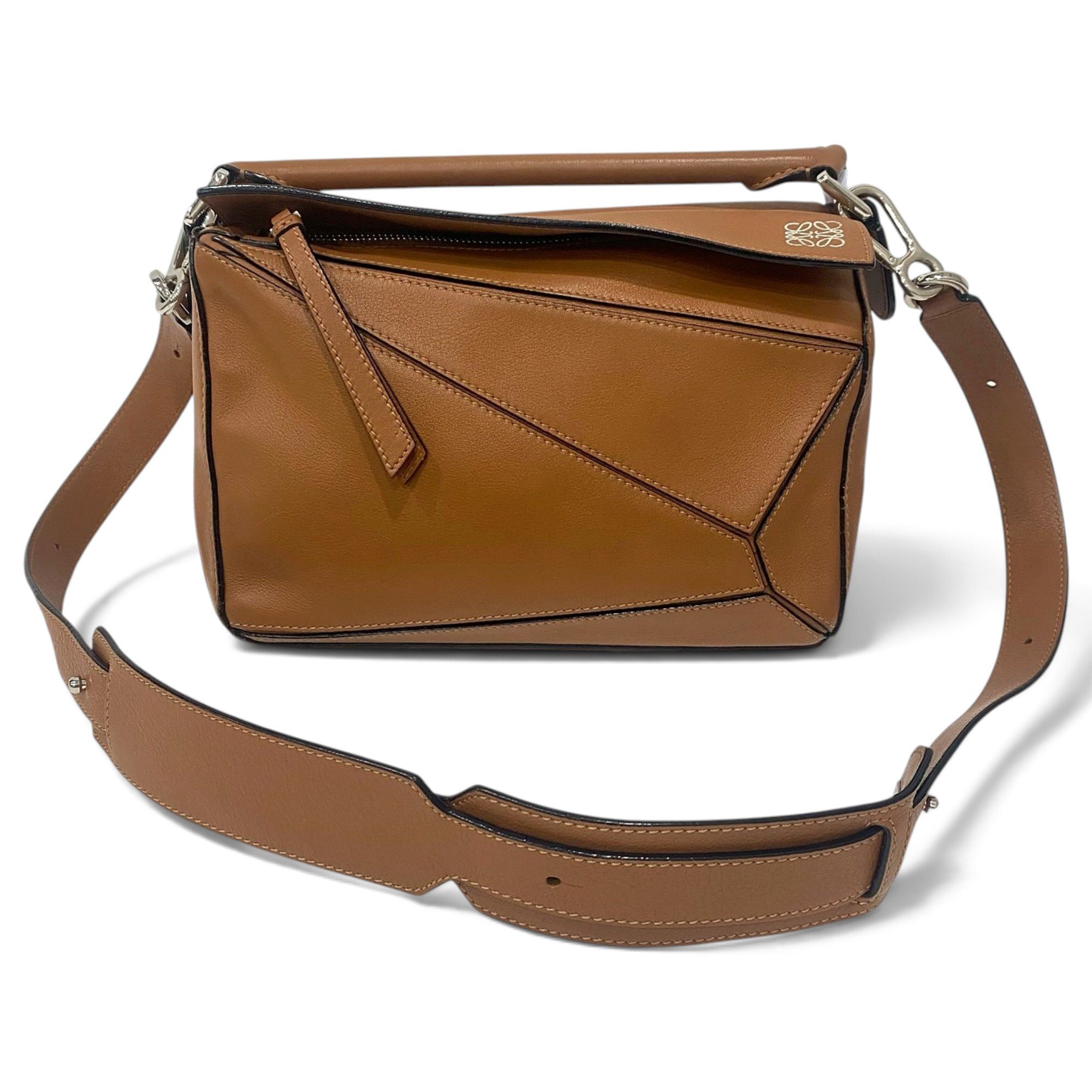 Puzzle leather handbag