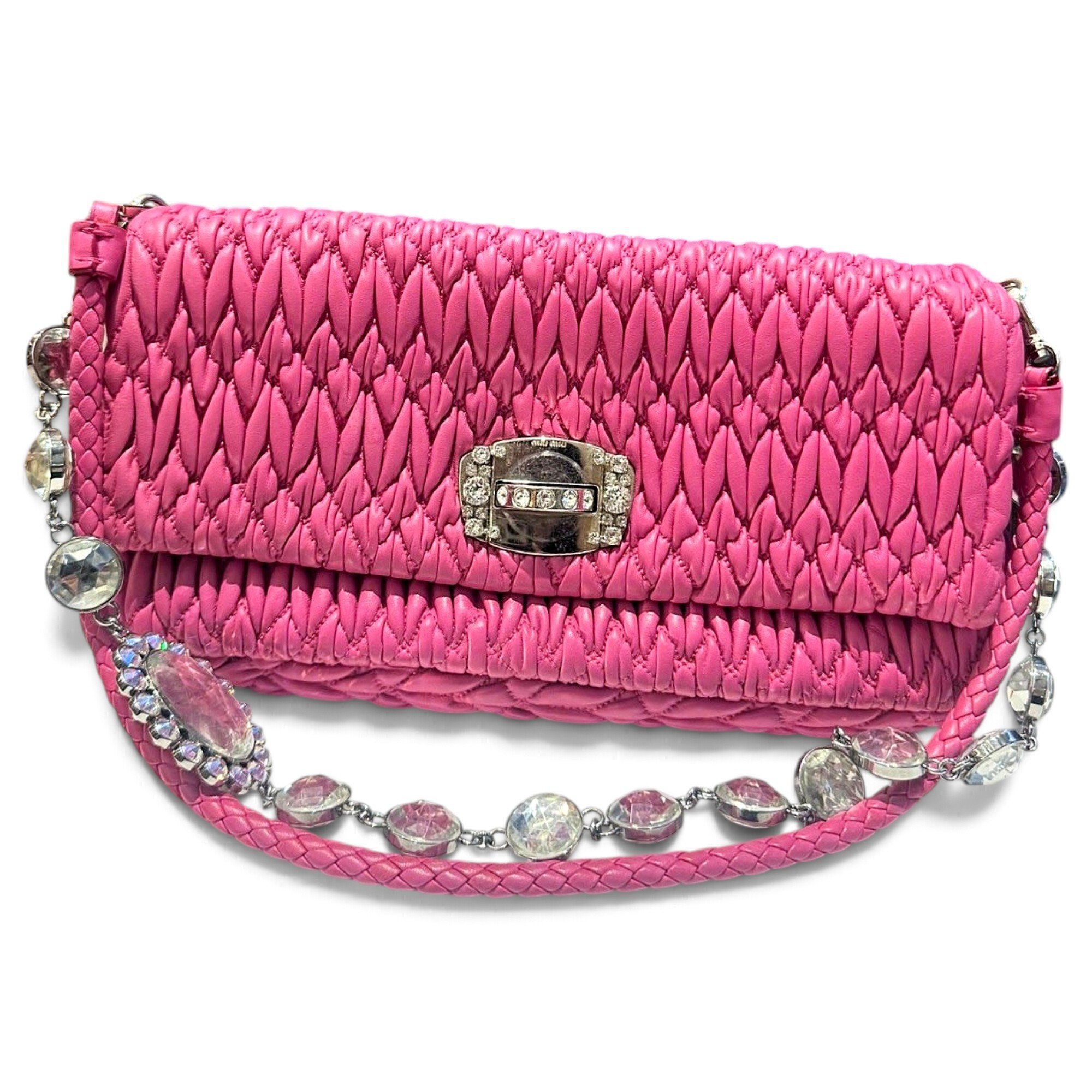 Miu Crystal leather handbag