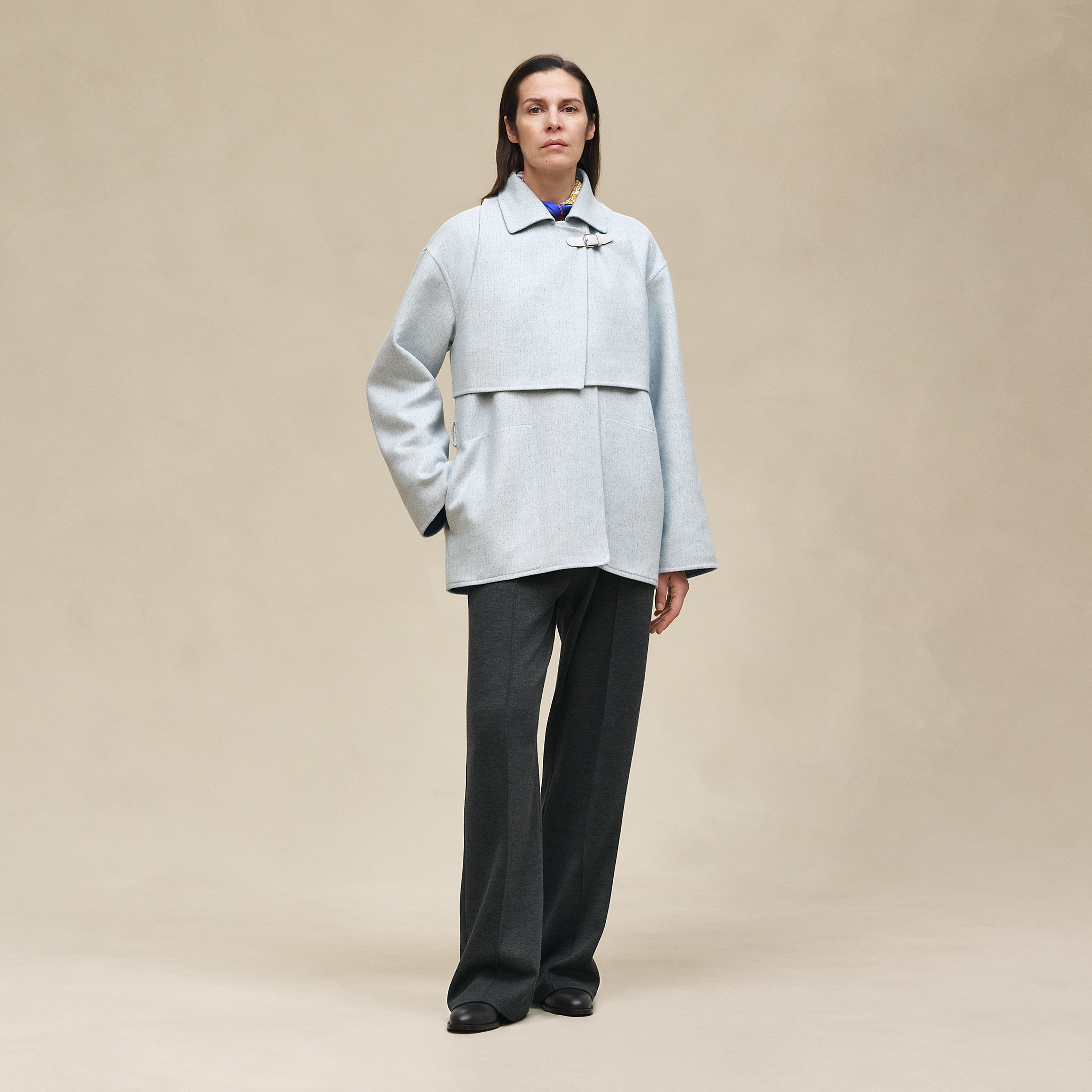 Trench modular cashmere coat