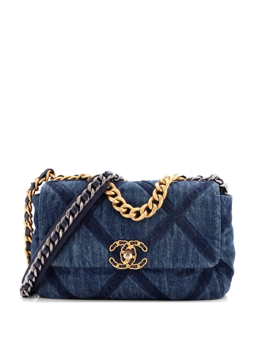 19 Flap Bag Quilted Denim Medium shoulder bag